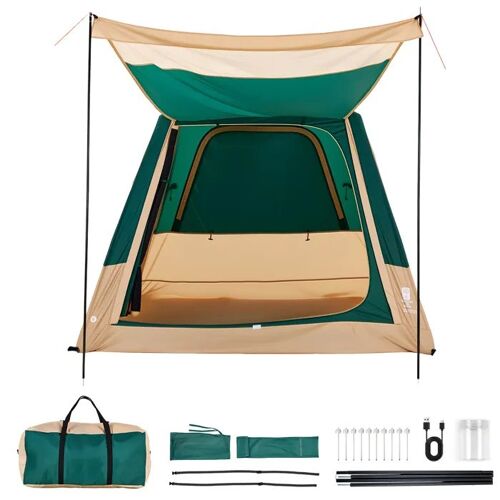 Tente Gonflable Pour 4 Personnes-Duoku-Tente De Camping Avec Pompe Rechargeable Pour Familles Et Randonnées, Vert