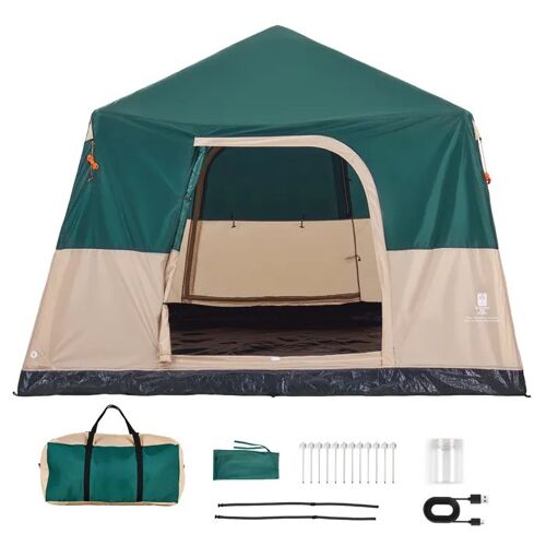 Tente De Camping Gonflable-Duoku-Pour 6 Personnes Avec Structure En Tpu Et 4 Grandes Fenêtres En Filet, Verte