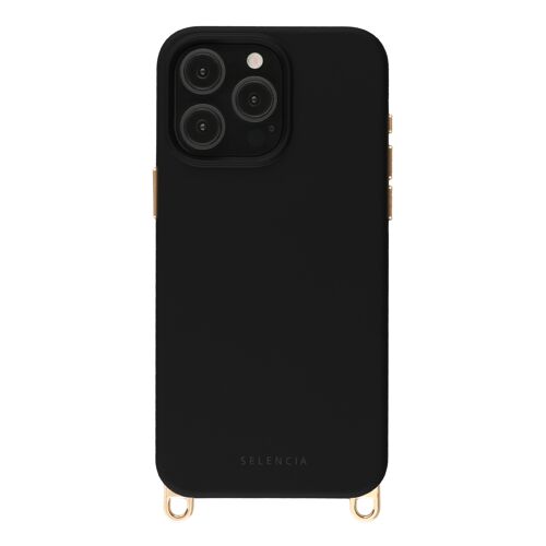 Selencia Coque arrière Rivièra avec MagSafe avec crochets amovibles iPhone 15 Pro Max Velvet Black