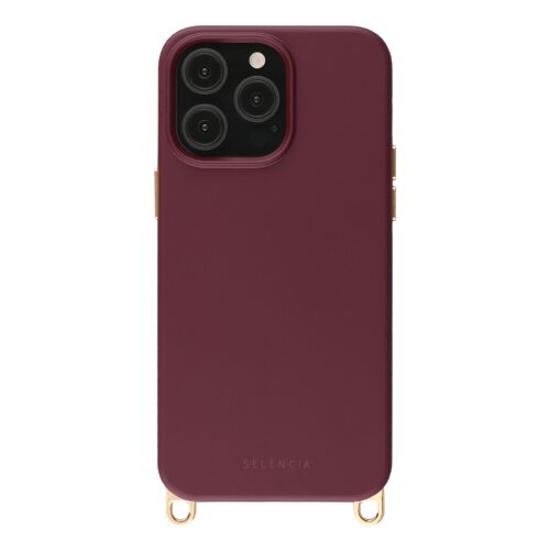 Selencia Coque arrière Rivièra avec MagSafe avec crochets amovibles iPhone 14 Pro Bold Burgundy