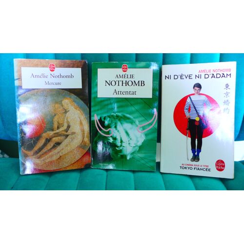Lot Trio Formats Poches Amélie Nothomb, "Mercure" Et "Attentat" Et "Ni D'Eve Ni D'Adam" Très Bon État Avec Du Vécu, Envoi Soigné Garanti.