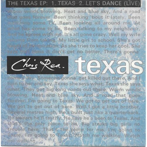 Chris Rea "Texas" Vinyle 45 T 17 Cm - Single - Magnet Records - 1989