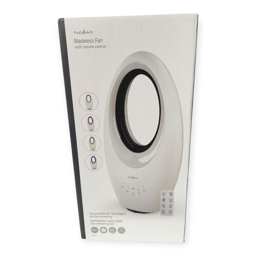 Ventilateur sans pales Nedis 50W Neuf Silencieux Télécommande Oscillant LED Blanc