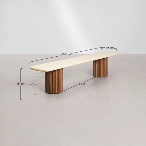 Banc en ciment et bois d'acacia Sirvon Brun Acacia