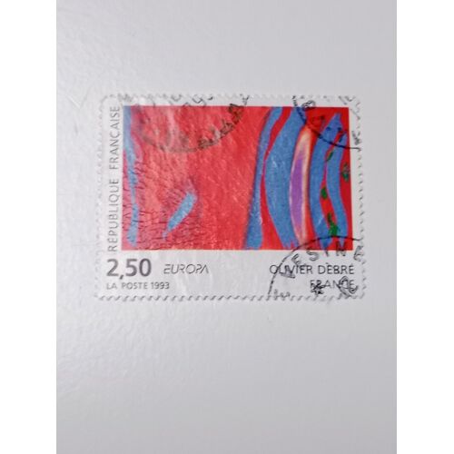 Timbre France 2,50 Oblitéré Yvert N° 2797 - ?uvre D´Olivier Debré, Rouge Rythme Bleu. De 1993