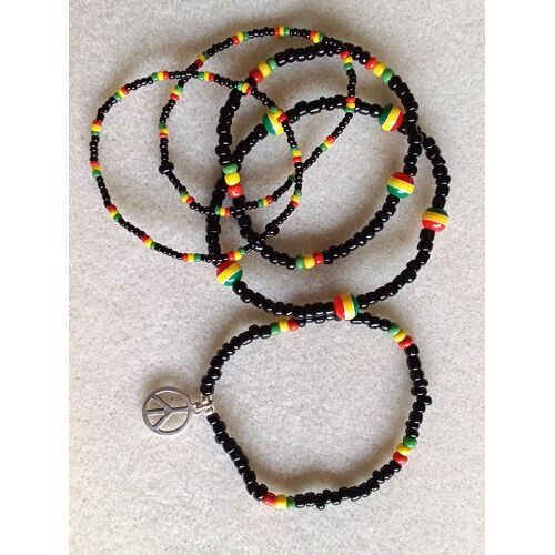 Lot De 5 Bracelets Rasta Élastiques Neufs