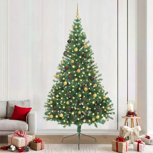 vidaXL Sapin de Noël artificiel pré-éclairé Vert 240 cm PVC