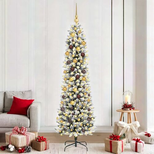 vidaXL Sapin de Noël artificiel Blanc 210 cm PVC, métal et plastique
