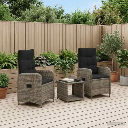 Vidaxl Ensemble De Salon De Jardin 3 Pcs Gris Et Gris Foncé