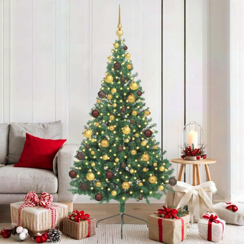 vidaXL Sapin de Noël artificiel pré-éclairé Vert 180 cm PVC