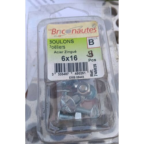 9 boulons poeliers 6x16mm neuf