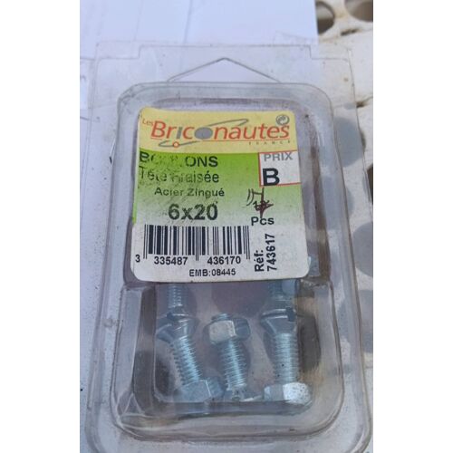 7 boulons tête fraisée 6x20mm neuf