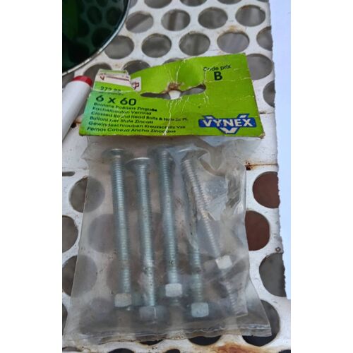 5 boulons poeliers 6x60 mm neuf