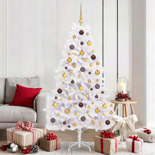 vidaXL Sapin de Noël artificiel Blanc 90 x 90 x 180 cm PVC et métal