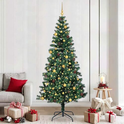 vidaXL Sapin de Noël artificiel pré-éclairé Vert 240 cm PVC et métal
