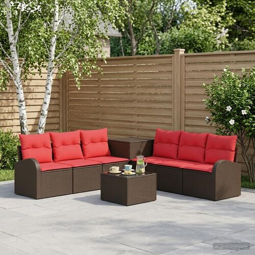 vidaXL Ensemble de Canapés 8 pcs Marron et rouge