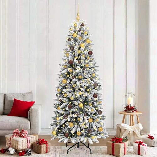 vidaXL Sapin de Noël artificiel Blanc 210 cm