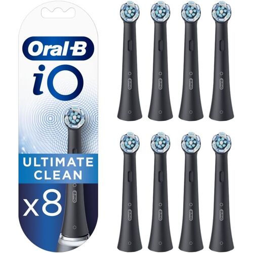 Têtes de brosse Oral-B iO Ultimate Cleaning 8 pièces noir, brossettes de rechange pour brosse à dents électrique Oral-B iO, nettoyage dentaire profond, emballage adapté boîte aux lettres