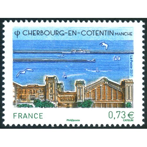 France 2017, Très Beau Timbre Neuf** Luxe Yvert 5163, Cherbourg En Cotentin - Manche, La Cité De La Mer Et La Gare Transatlantique. Au Second Plan, La Rade De Cherbourg.