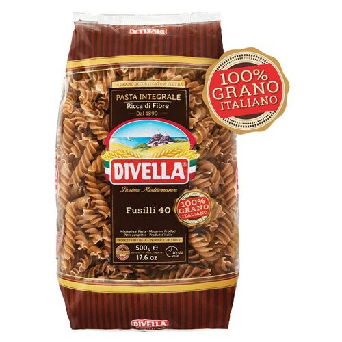 Divella 40 - Wholemeal Fusilli 500 G Pâtes Courtes