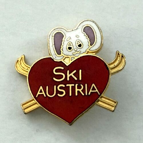 Broche Ski Austria Autriche / Coeur Fermeture Epingle