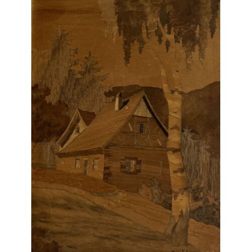 Tableau Marqueterie Bois ALSACE - Lucien STRAUB
