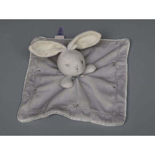 Doudou lapin plat Kaloo gris blanc Perle