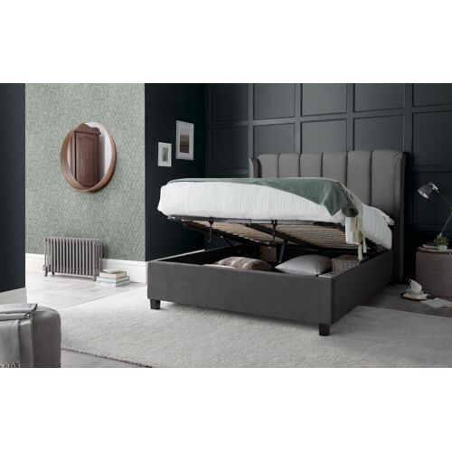 Aurora Grey Velvet Ottoman Bed Double