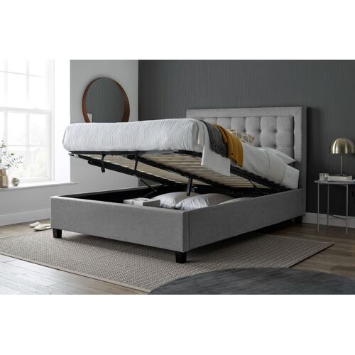 Brandon Grey Fabric Ottoman Bed King Size