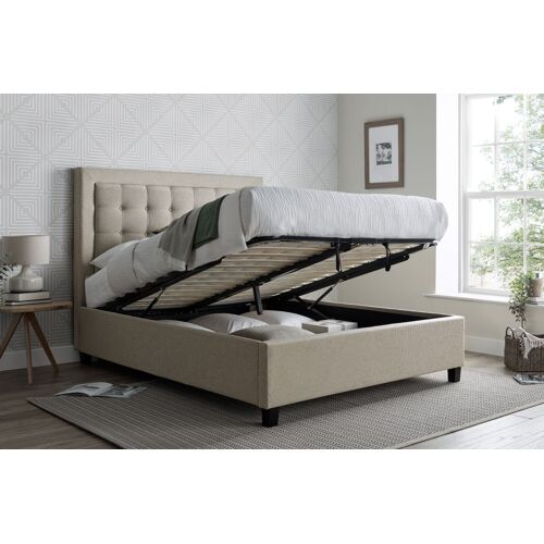 Brandon Oatmeal Fabric Ottoman Bed King Size