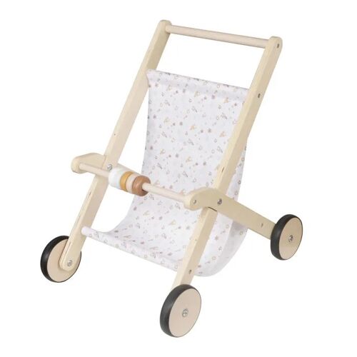 Landau en Bois GINGER HOME pour Poupée avec Panier Textile, Bois Naturel, 34x46x49,5 cm