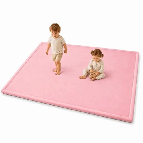 Tapis Enfant GINGER HOME LOLLA, Mousse Mémoire 150x200x3,5 cm, Doux, Imperméable, Antidérapant, Rose
