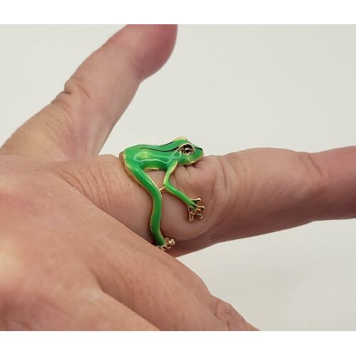 Bague Grenouille Verte Doree Neuve