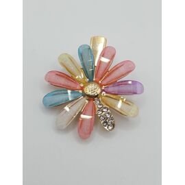 Pince A Cheveux Metal Doré,Fleur Multicolore