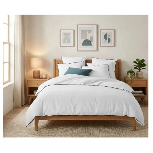 Parure De Lit En Coton Lave 260 X 240 Cm Linette Blanc