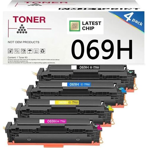 Lot de 4 Cartouches de Toner 069H Compatibles Canon CRG-069H pour imageCLASS LBP673Cdw/LBP674Cx/MF752Cdw/MF756Cx.