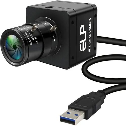 ELP Caméra USB 3.0 Global Shutter Couleur 120-200 FPS, Résolution 1920x1200, Zoom Manuel 4x 2,8-12mm, Plug & Play Imprimante 3D.