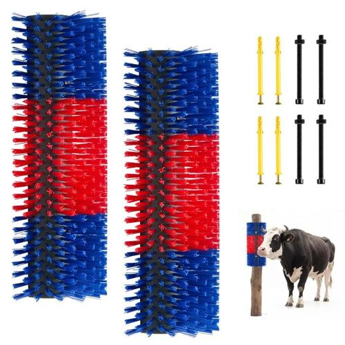 Brosse De Grattage Pour Animaux 2 Pièces-Duoku-Accessoire Pour Vaches, Chèvres, Chevaux, Bovins Et Cochons, Bleu Et Rouge