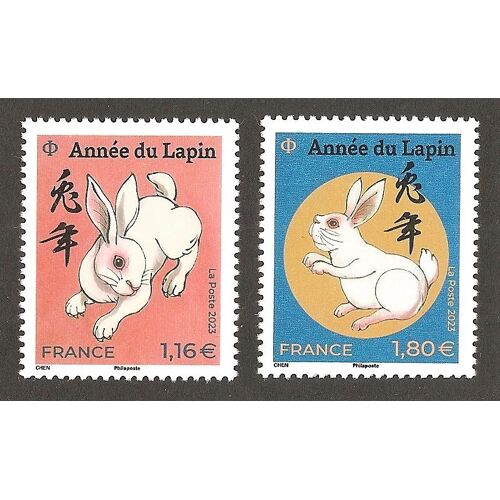 Année Lunaire Chinoise Du Lapin La Paire Petit Format Année 2023 N° 5646 5648 Yvert Et Tellier Luxe