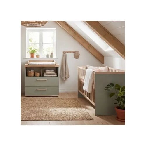 Ensemble Chambre Bébé 'jimmy' - Roba - Set Duo - Chambre Évolutive Au Design Scandinave - Sauge / Chêne