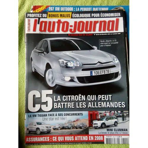 Auto Journal 740 De 2007 Citroen C5 2,Jeep Grand Cherokee 2.8 Crd 177,Mini Clubman Cooper D,Tiguan 2.0 Tdi 140 Confortline,Clio Estate 1.5 Dci 70,Grand Modus 1.5 Dci 70,Fiat Grande Punto 1.4 T-Jet,Mer