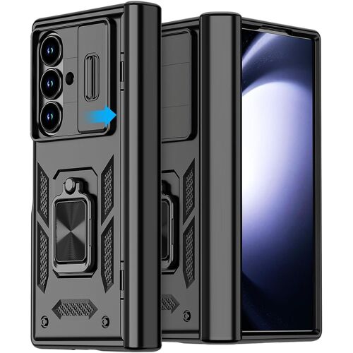 Coque pour Samsung Z Fold 8 Ultra Couvercle Coulissant la Lentille Etui Samsung Z Fold 8 Ultra magnetic ring Rotation Arrière de Téléphone Antichoc Dur - Noir