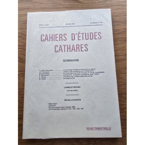 Cahiers D'Études Cathares N°104 Hiver 1984