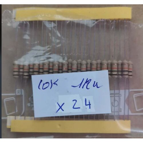 24 x Résistances carbone 10K Ohms 1/2 Watts +/- 5%