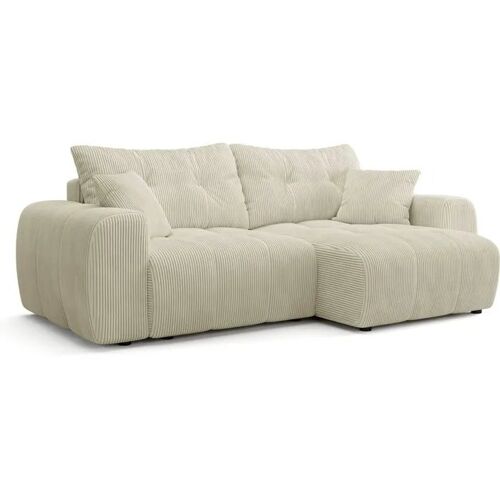 Canapé d¿angle convertible BRANDON AUCUNE tissu crème pour 4 places 140 x 192 cm