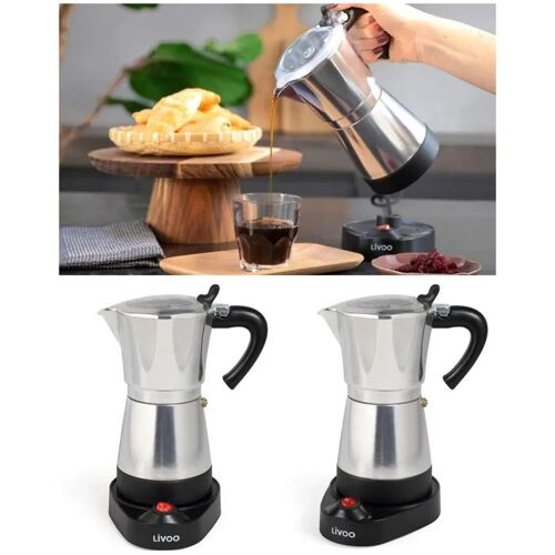 Cafetière Italienne Électrique Grise Inox 6 Tasses