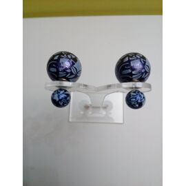 Boucles D'Oreilles Boules En Verre - Aspect Imprimé Violet-Gris
