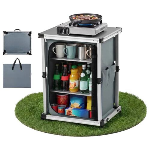 Cuisine De Camping Pliable-Duoku-Avec Structure En Aluminium, 3 Compartiments, Pour Barbecue, Rangement Portable, Table Pique-Nique
