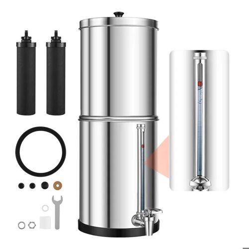 Système de Filtration d'Eau par Gravité 5,68 L-Duoku-avec Réservoir en Acier Inoxydable, pour le Camping et les Activités Plein Air