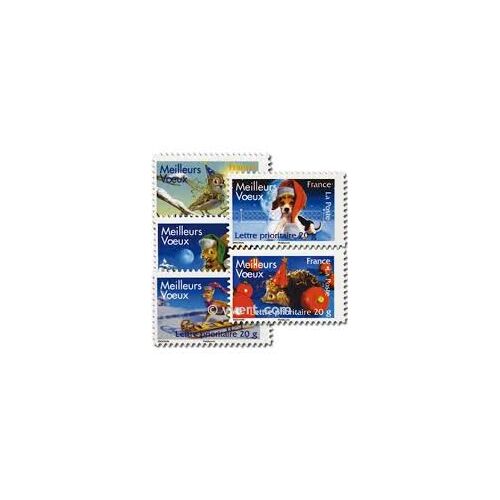 "Meilleurs Voeux" Avec Animaux Série Complète Année 2007 Autoadhésifs N° 4120 4121 4122 4123 4124 Ou 140 141 142 143 144 Yvert Et Tellier